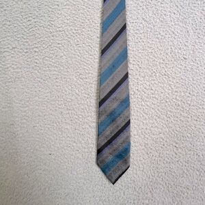 ERMENEGILDO ZEGNA MENS VINTAGE SILK TIE BLUE STRIPED